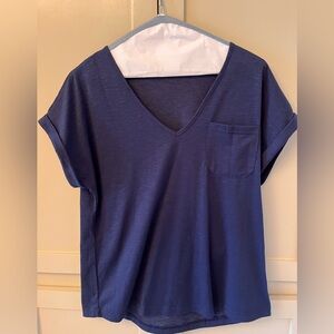 Cupshe Navy Blue V-Neck T-Shirt